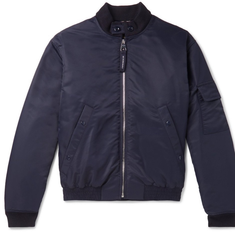 Authentic Burberry Mowsley Padded Plaid Bomber Jacket Men M Navy Blue NEW W Tags